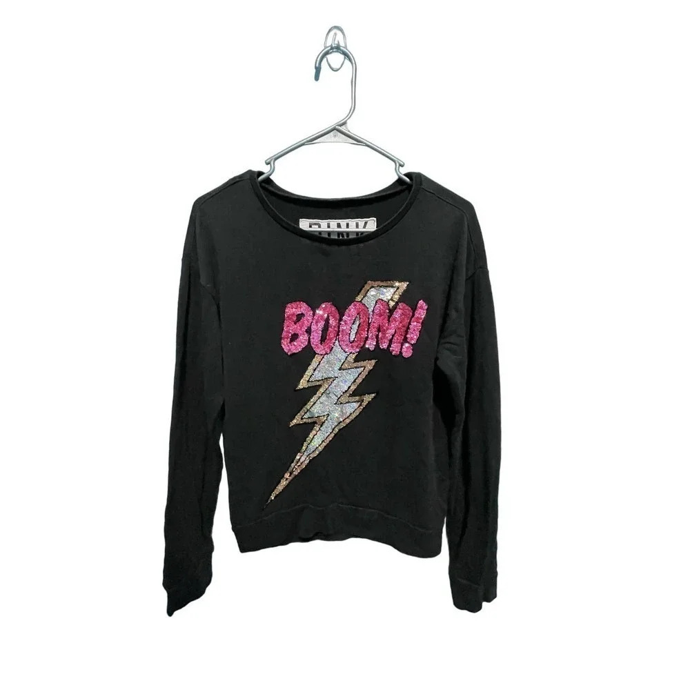 PINK VS IRIDESCENT BLING LONG SLEEVE TOP, SIZE XS